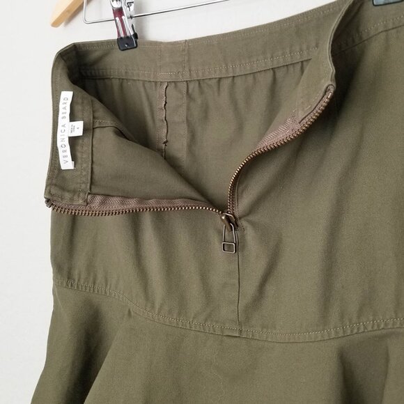 VERONICA BEARD Claremont Canvas Ruffled Mini Skirt Size 4 Army Olive Green $297 - Picture 12 of 16